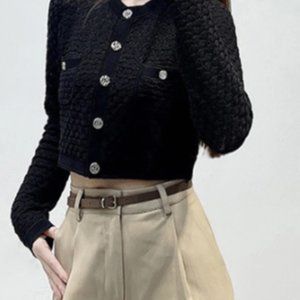 Sandro Cropped Knitted Cardigan